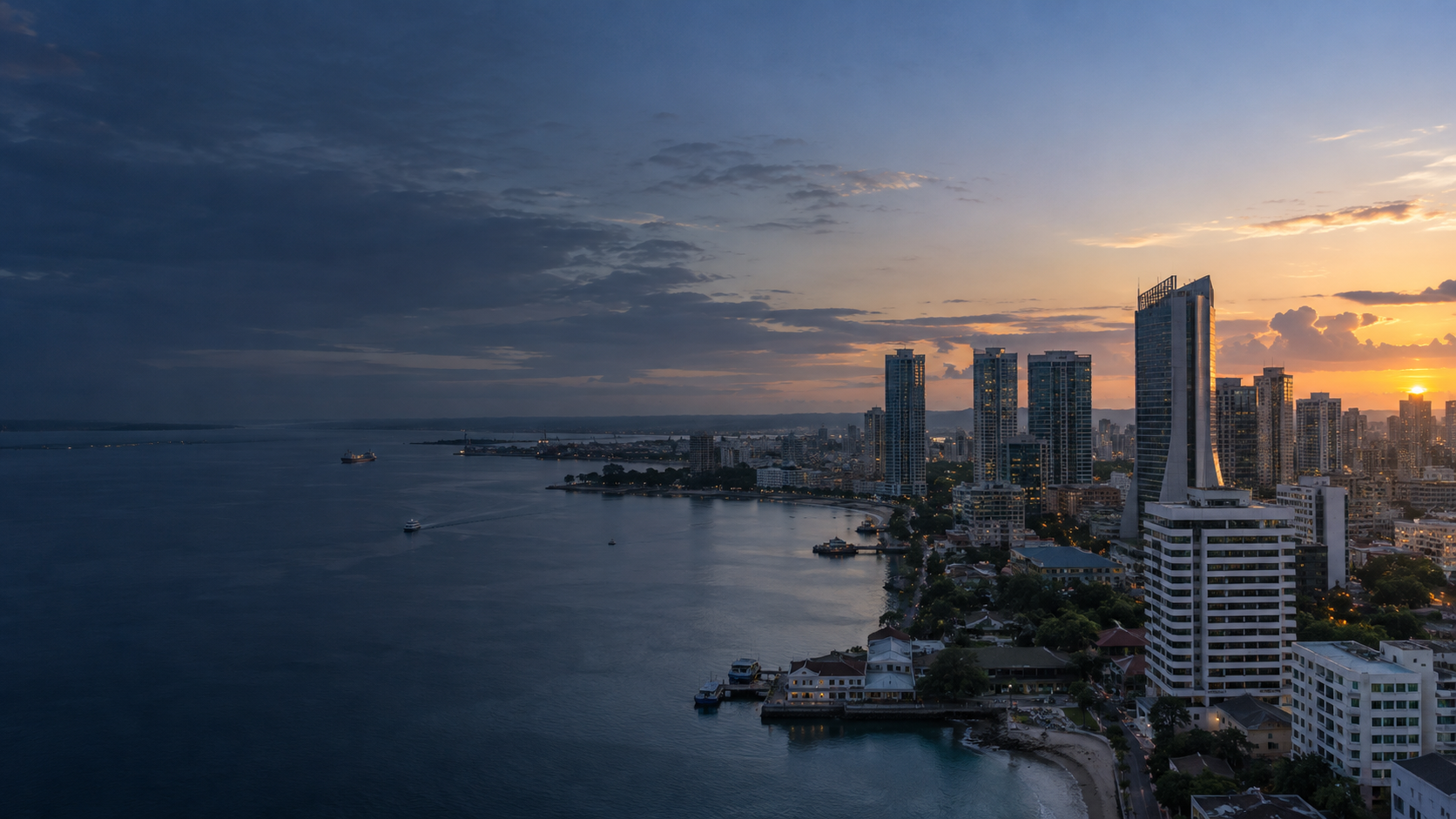 Dar es Salaam waterfront financial district at first light