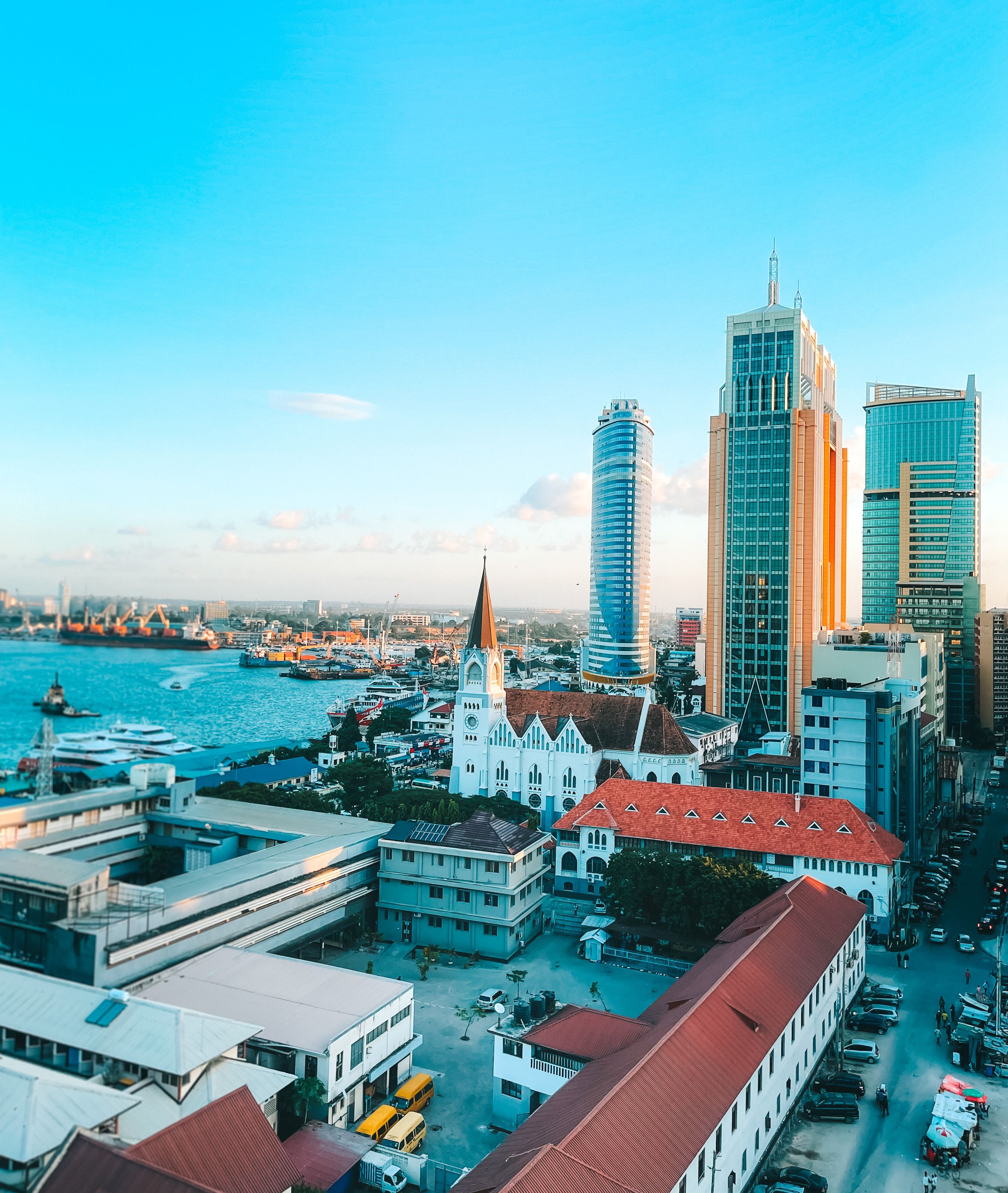 Dar es Salaam skyline and harbor